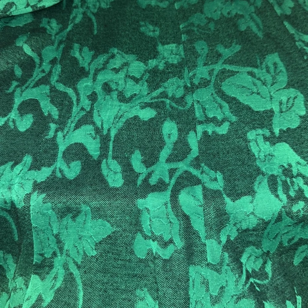 C.E. Stanton Green Vintage Floral Jacquard A-Line Midi Swing Classy Skirt Size 8
